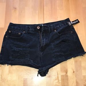 Forever 21 distressed black shorts